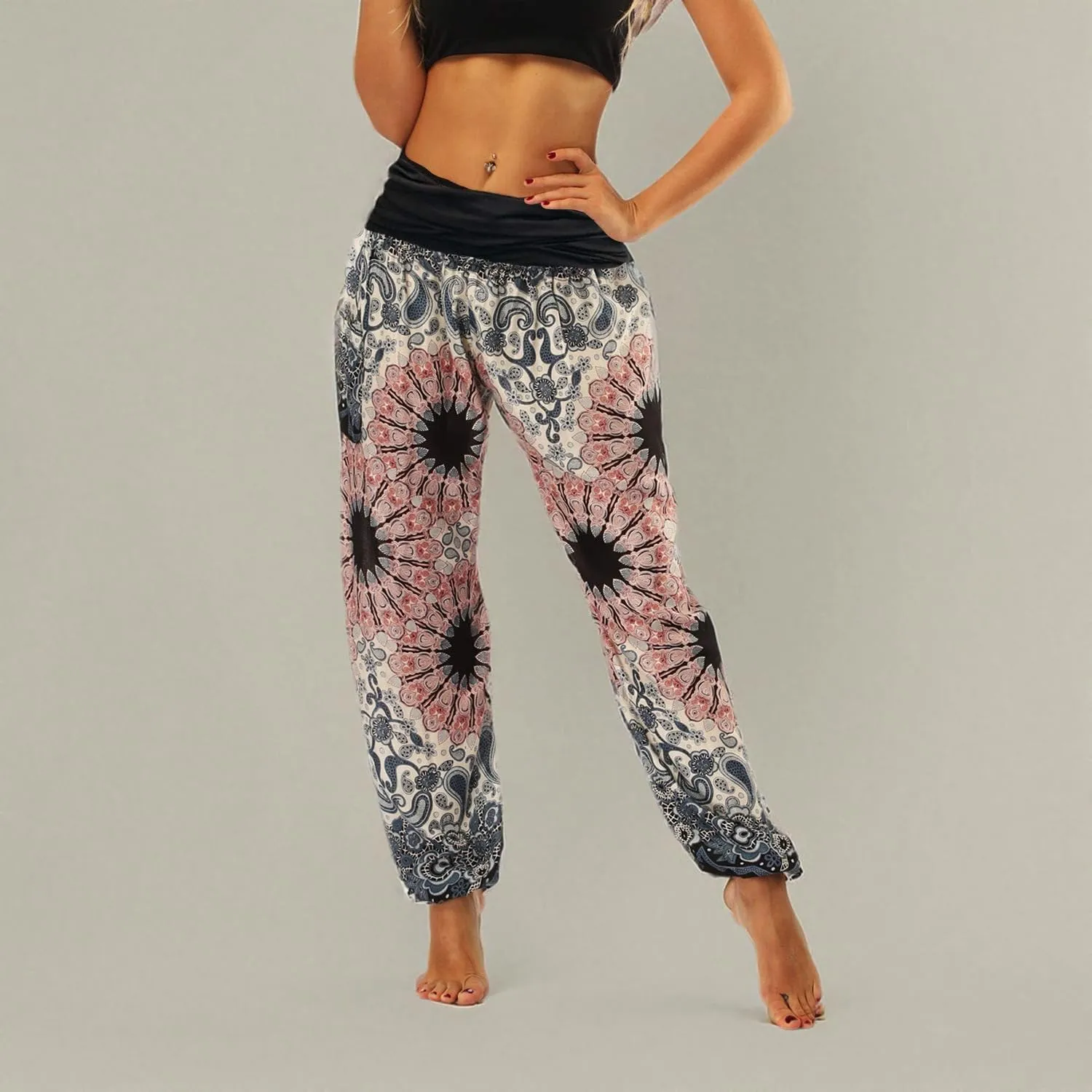 Lu's Chic Women's Thai Harem Pants Bohemian Yoga Pants Indian Loose Summer Boho Hippie Pants