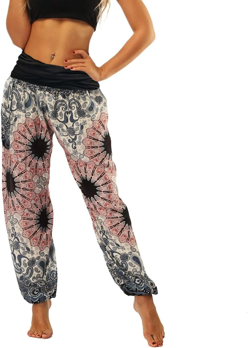 Lu's Chic Women's Thai Harem Pants Bohemian Yoga Pants Indian Loose Summer Boho Hippie Pants