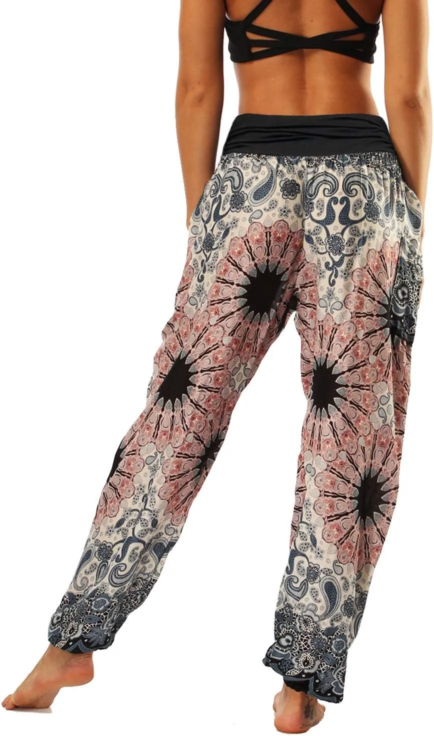 Lu's Chic Women's Thai Harem Pants Bohemian Yoga Pants Indian Loose Summer Boho Hippie Pants
