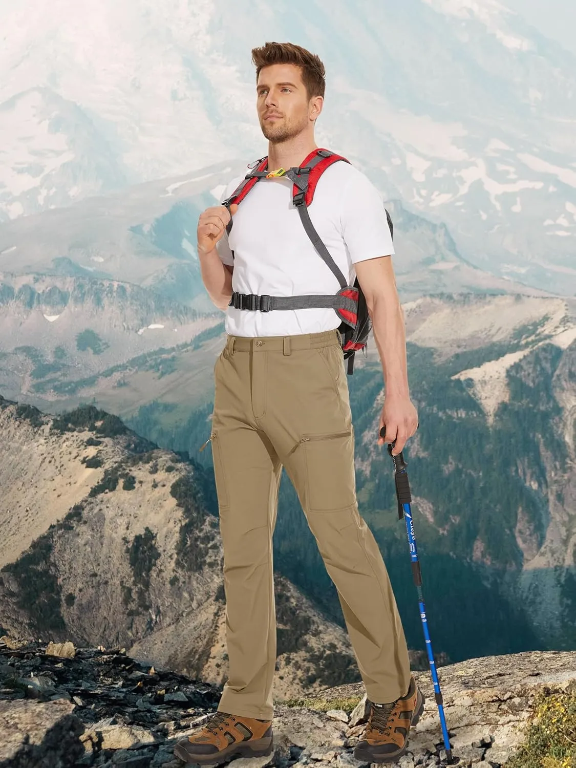 MAGCOMSEN Men's Hiking Pants 6 Pockets,Water Resistant Ripstop Outdoor Pants,Lightweight Quick Dry Fishing Work Pants