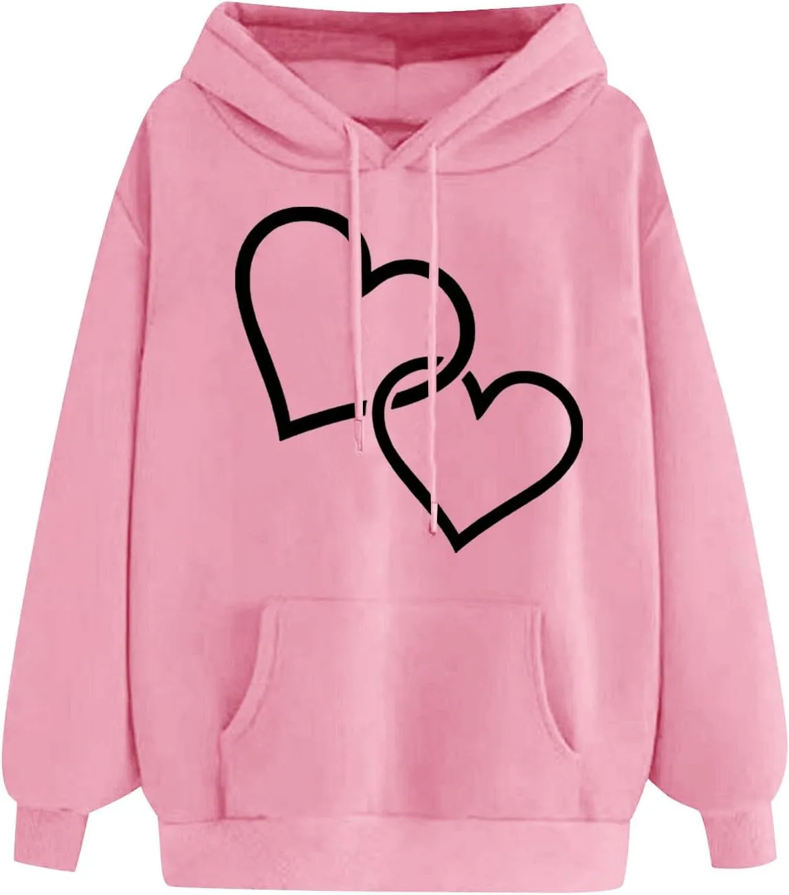 maisdgop Heart Hoodies Women Graphic Sweatshirts Long Sleeve Pullover Sweater Oversized Tops Trendy Valentine's Day Outfits