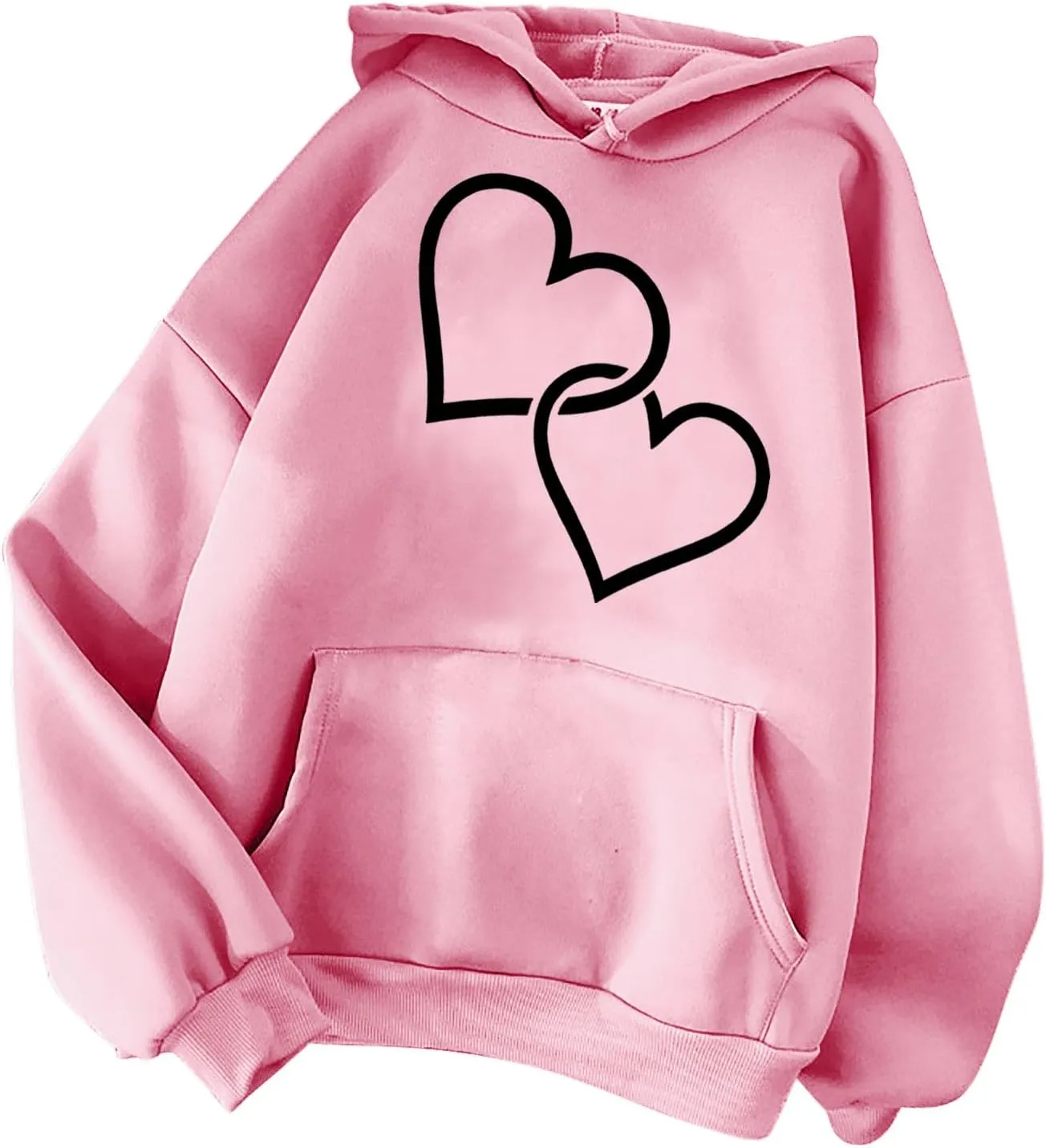 maisdgop Heart Hoodies Women Graphic Sweatshirts Long Sleeve Pullover Sweater Oversized Tops Trendy Valentine's Day Outfits