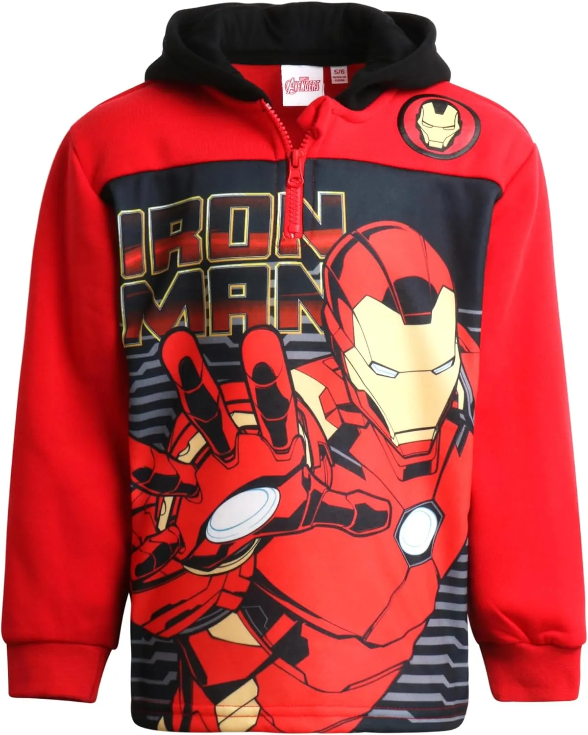 Marvel Boys' Spiderman Sweatshirt - Captain America, Iron Man, Hulk and Panther Quarter Zip Fleece Graphic Hoodie (2T-16)