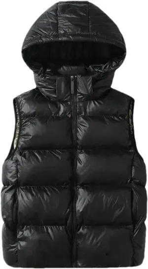 Men Hooded Wind-Proof Puffer Vest Jackets Winter Sleeveless Warm Cotton-Padded Waistcoat Outerwear