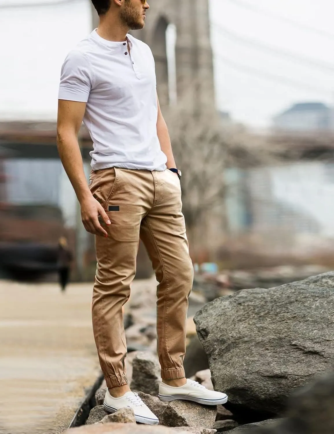 Men Joggers Chino Cargo Pants Hiking Outdoor Recreation Pants Twill Fitness Track Jogging Pants Casual Cotton Pants