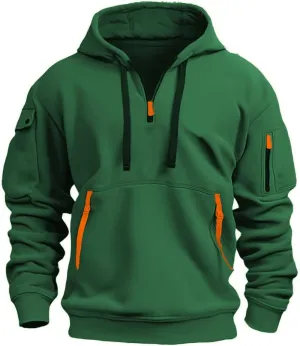 Men Long Sleeve Workout Hoodie Vintage Tactical Jacket, Men's Quarter Zip Pullover,Workout Running Active Hoodies