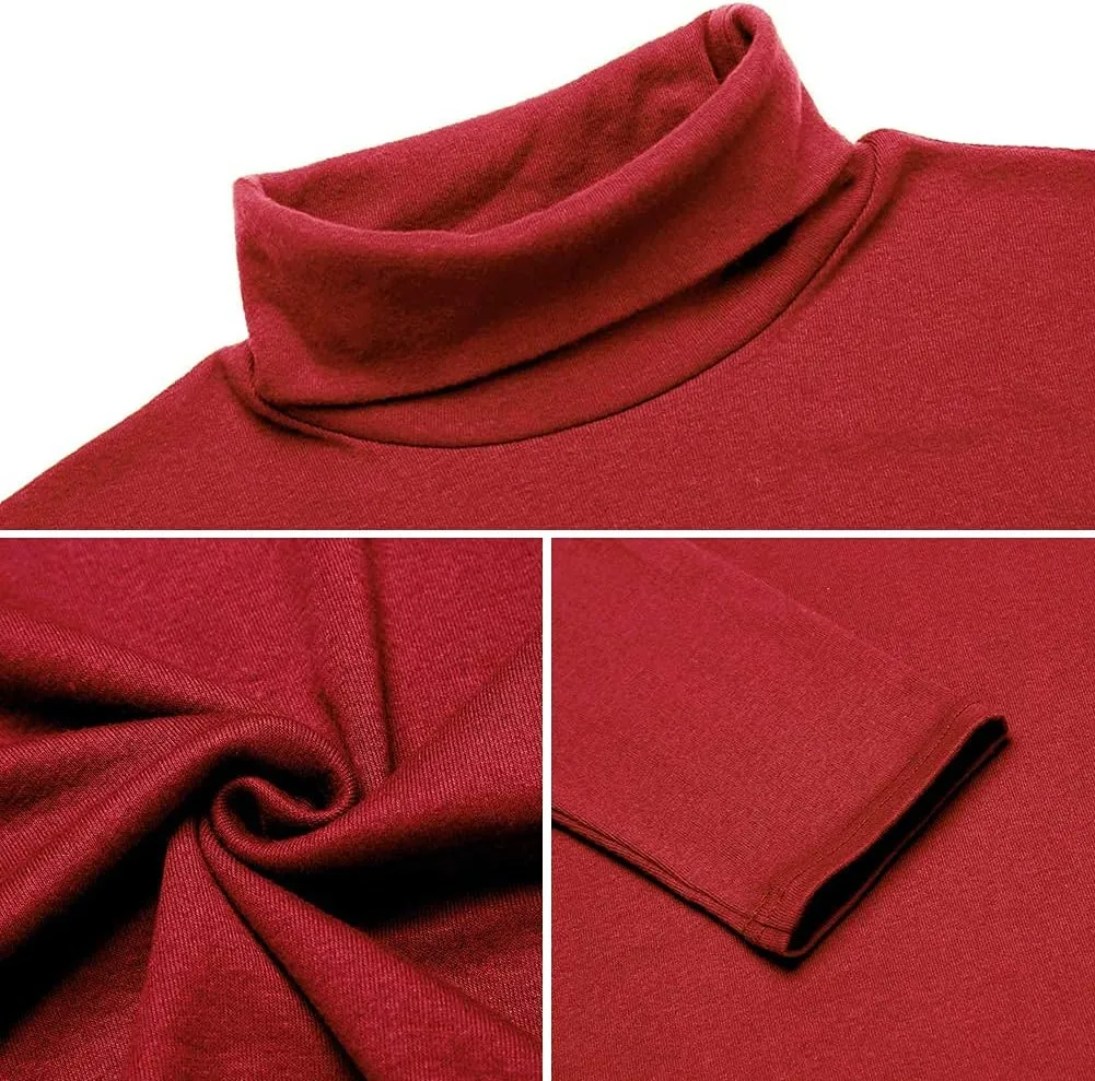 Men Slim Fit Lightweight Long Sleeve Pullover Top Turtleneck T-Shirt