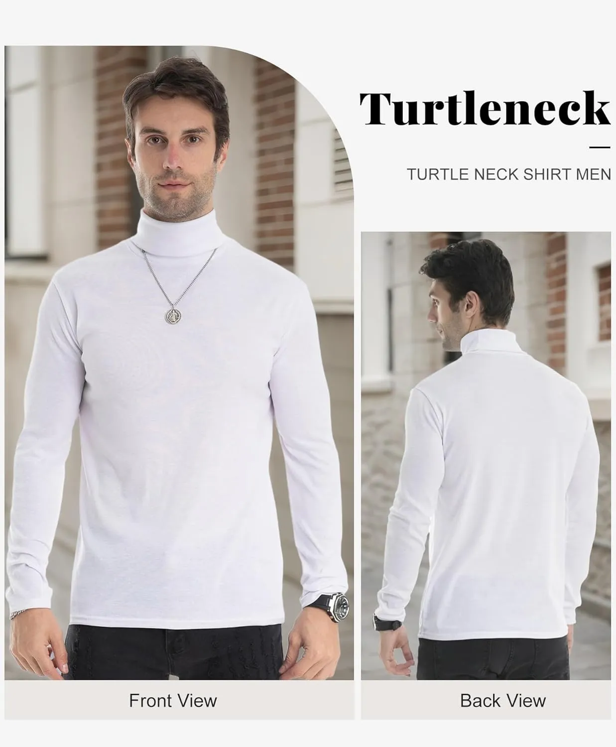 Men Slim Fit Lightweight Long Sleeve Pullover Top Turtleneck T-Shirt