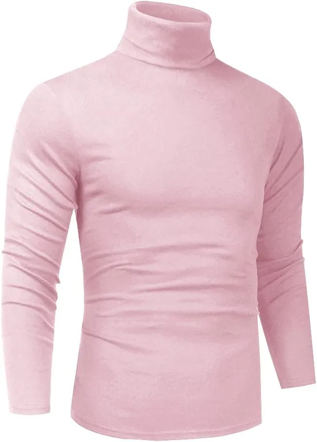 Men Slim Fit Lightweight Long Sleeve Pullover Top Turtleneck T-Shirt