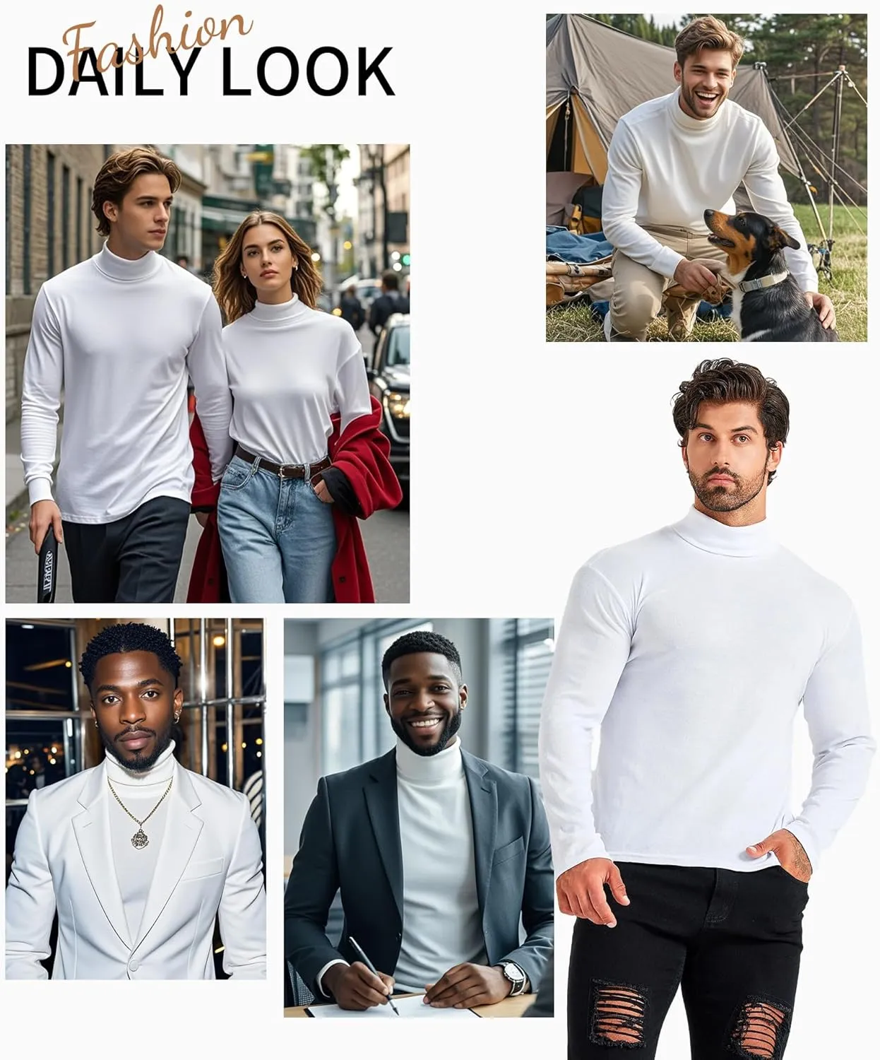 Men Slim Fit Lightweight Long Sleeve Pullover Top Turtleneck T-Shirt