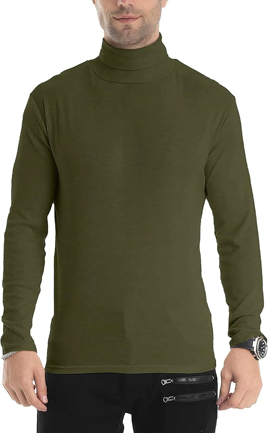 Men Slim Fit Lightweight Long Sleeve Pullover Top Turtleneck T-Shirt