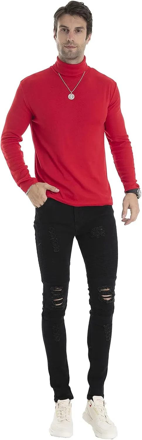 Men Slim Fit Lightweight Long Sleeve Pullover Top Turtleneck T-Shirt