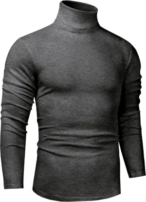 Men Slim Fit Lightweight Long Sleeve Pullover Top Turtleneck T-Shirt