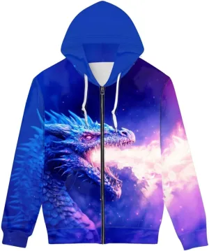Men Women Full Zip-Up Hoodies 3D Print Graphic Sweatshirts Cool Novelty Hooded Hoodie