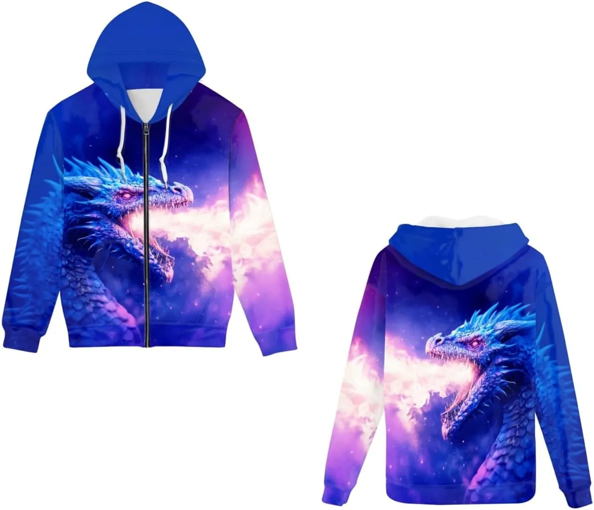 Men Women Full Zip-Up Hoodies 3D Print Graphic Sweatshirts Cool Novelty Hooded Hoodie