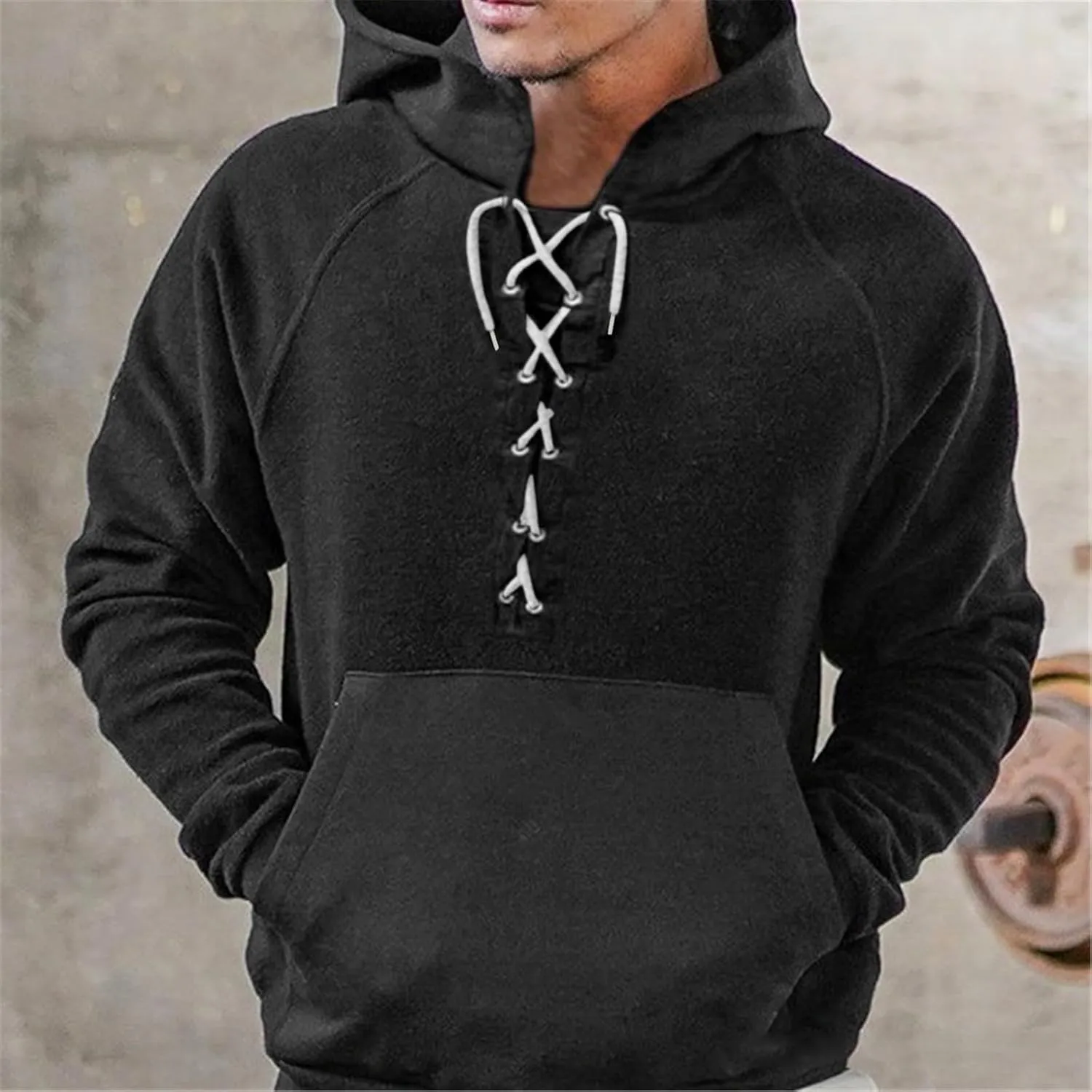 Men's Black Hoodie Sweatshirt Sleeved Zip Up Jacket Tops Outdoor Work Jackets For Men Graphic Sweatshirt Size 48