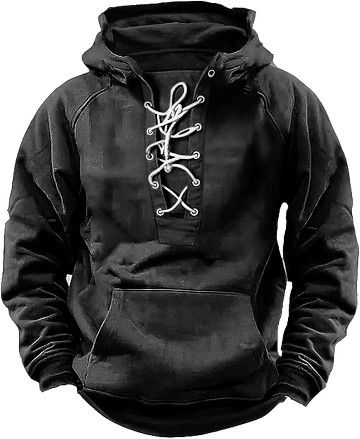 Men's Black Hoodie Sweatshirt Sleeved Zip Up Jacket Tops Outdoor Work Jackets For Men Graphic Sweatshirt Size 48
