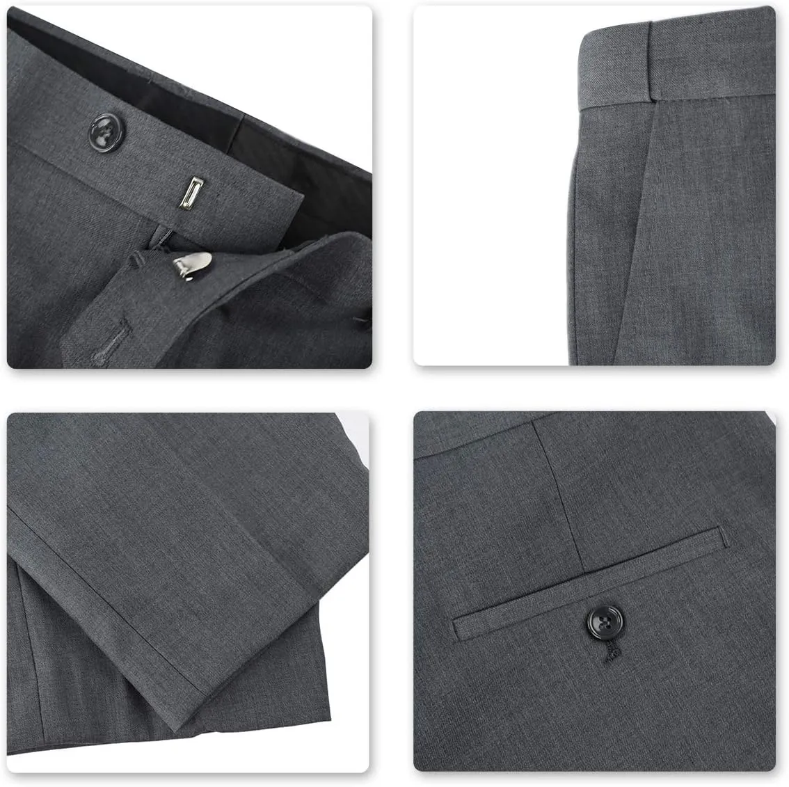 Mens Classic Slim Fit Fit Stretch Flat Front Slacks Dress Pants