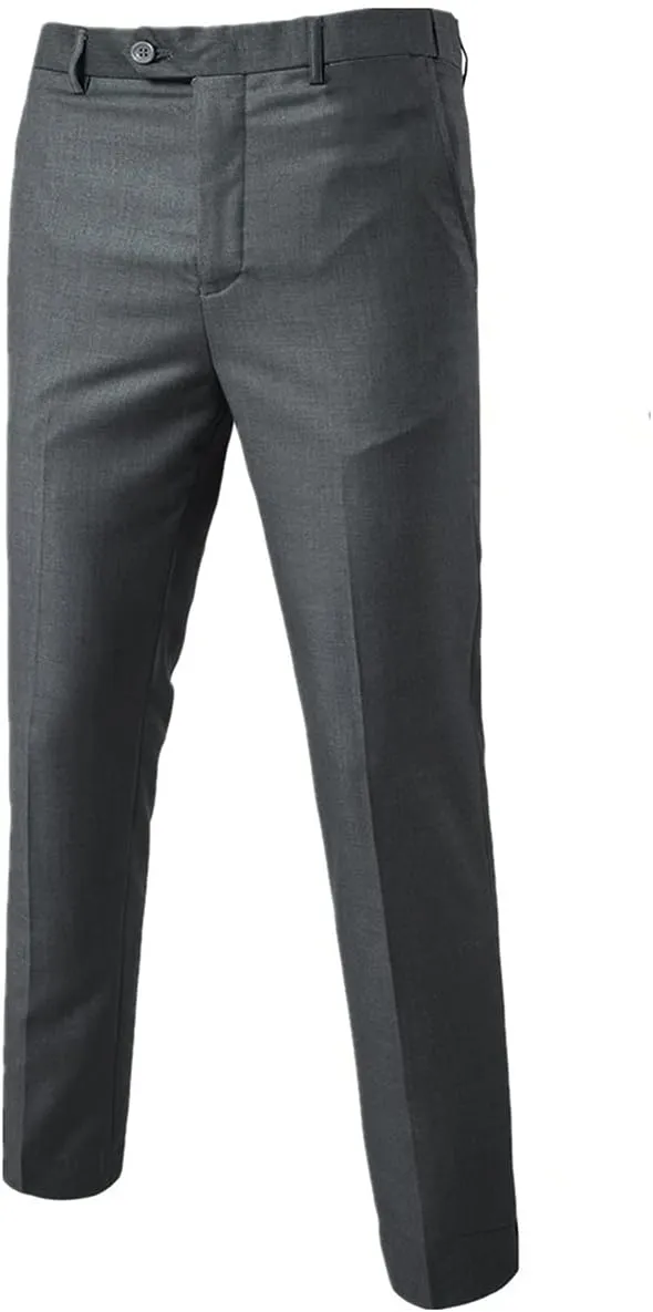 Mens Classic Slim Fit Fit Stretch Flat Front Slacks Dress Pants