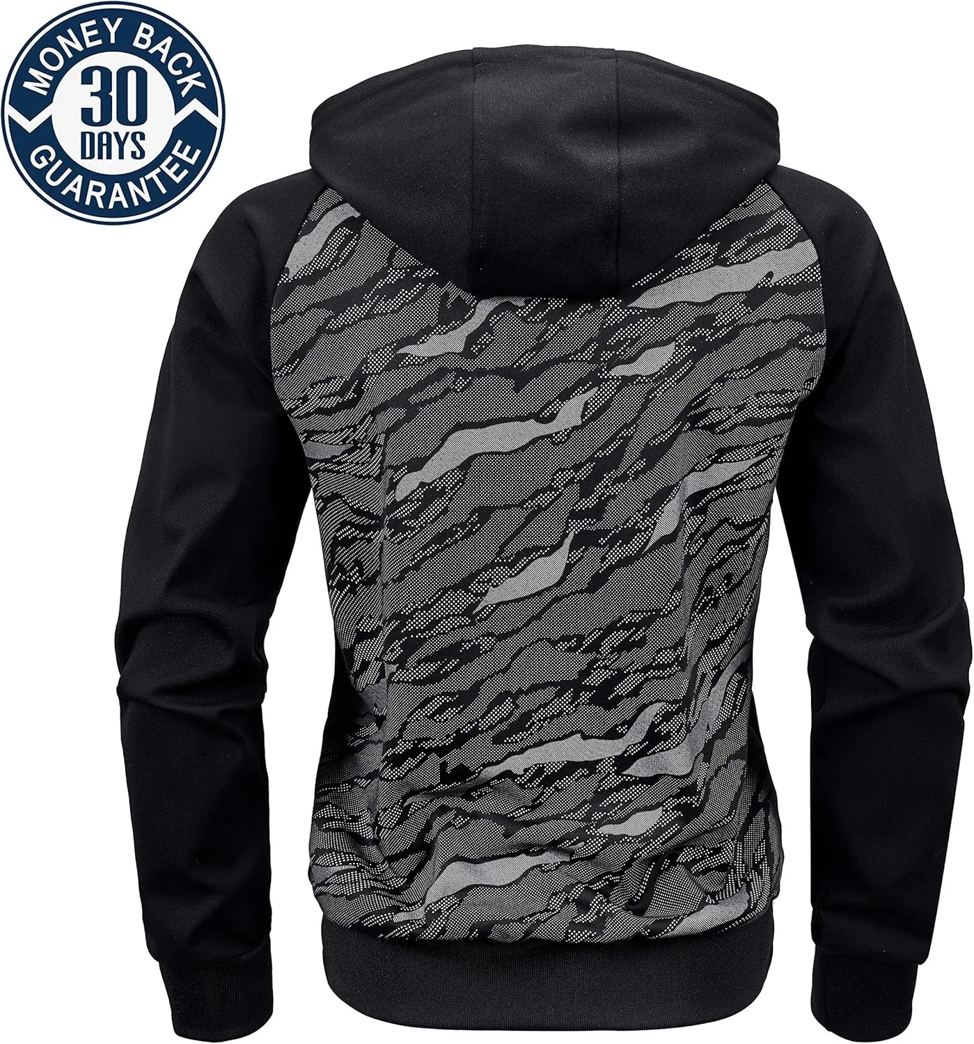 Men's Color Block Hoodie-Full Zip Ultimate Heavyweight Fleece Hoodie-Camo zip up hoodie With Kanga Pocket