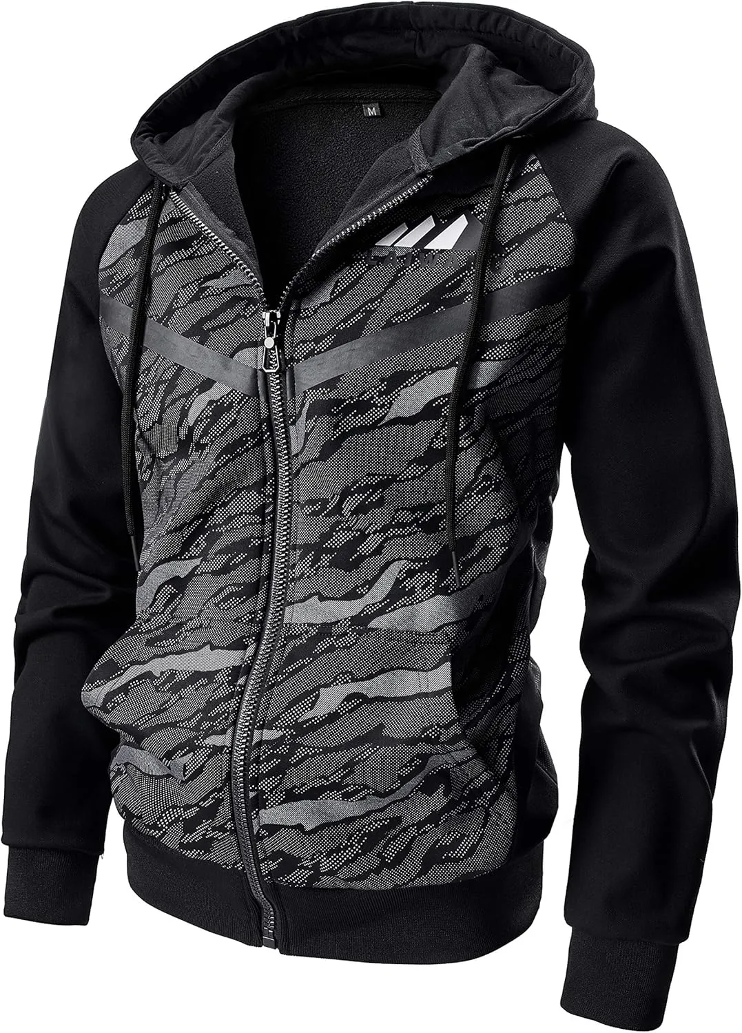 Men's Color Block Hoodie-Full Zip Ultimate Heavyweight Fleece Hoodie-Camo zip up hoodie With Kanga Pocket