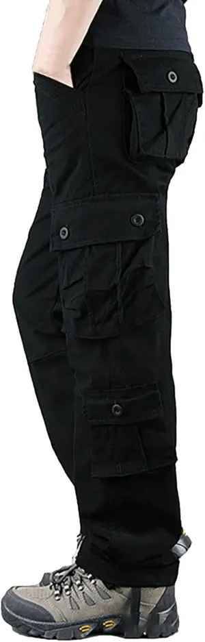 Men's Cotton Casual Pant Mens Casual Waist Color Sports Hat Multi Woven Pocket Foot Rope Solid Pants Outdoor Apparel
