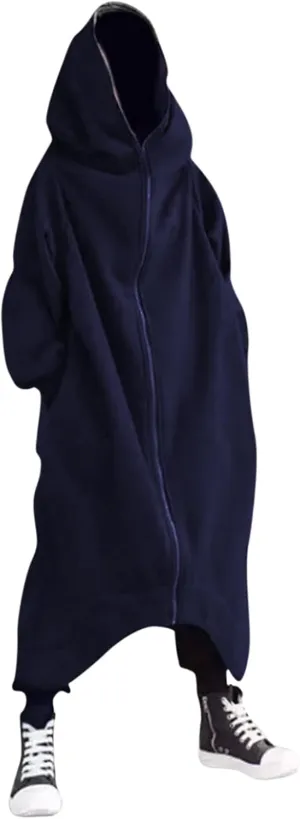 Mens Draped Cardigans Long Sleeve Hoodie Long Shawl Ruffle Hooded Sweater Dark Style Solid Color Jacket Fashion Coat