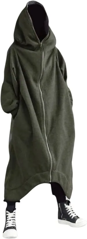 Mens Draped Cardigans Long Sleeve Hoodie Long Shawl Ruffle Hooded Sweater Dark Style Solid Color Jacket Fashion Coat