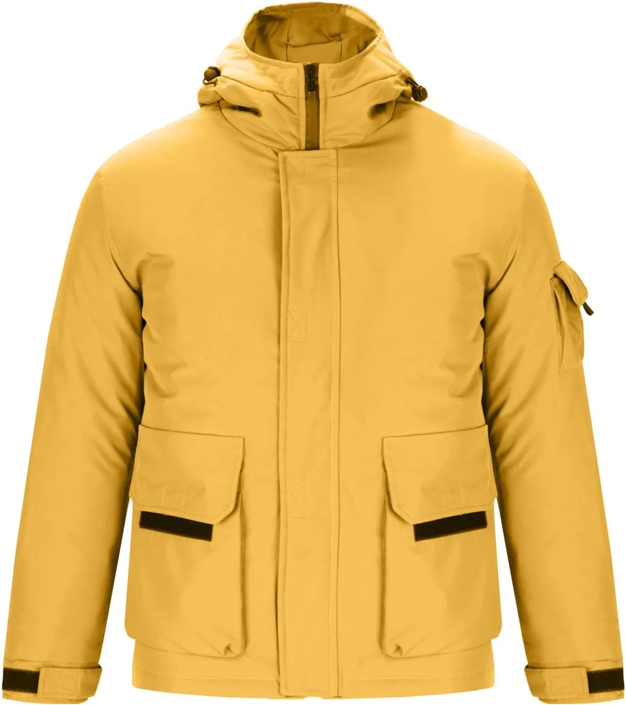 Mens Duck Puffer Jacket Hooded Padded Jacket Work Jacket Winter Insulated Down Jacket Thicken Outdoor Cotton Coat