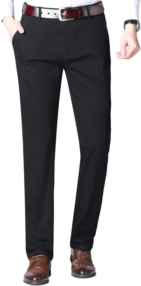 Men's Flat Front Suit Pants Regular Fit Dress Pants Wrinkle-Free Stretch Casual Pants Comfort Dress Trousers