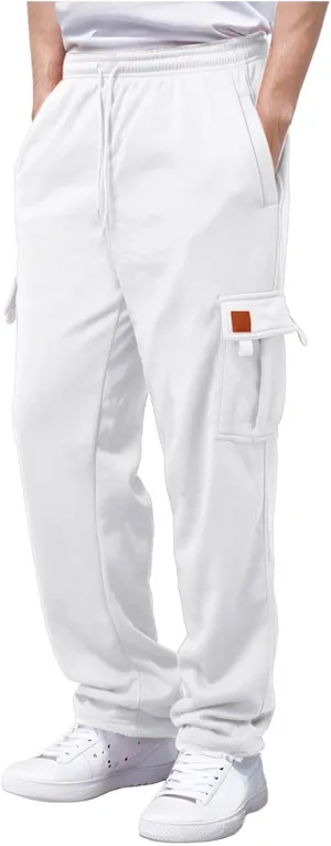 Mens Fleece Baggy Sweatpants Elastic Waist Heavyweight Joggers Pants with Pocket Loose Wide Leg Trousers Sweat Pants