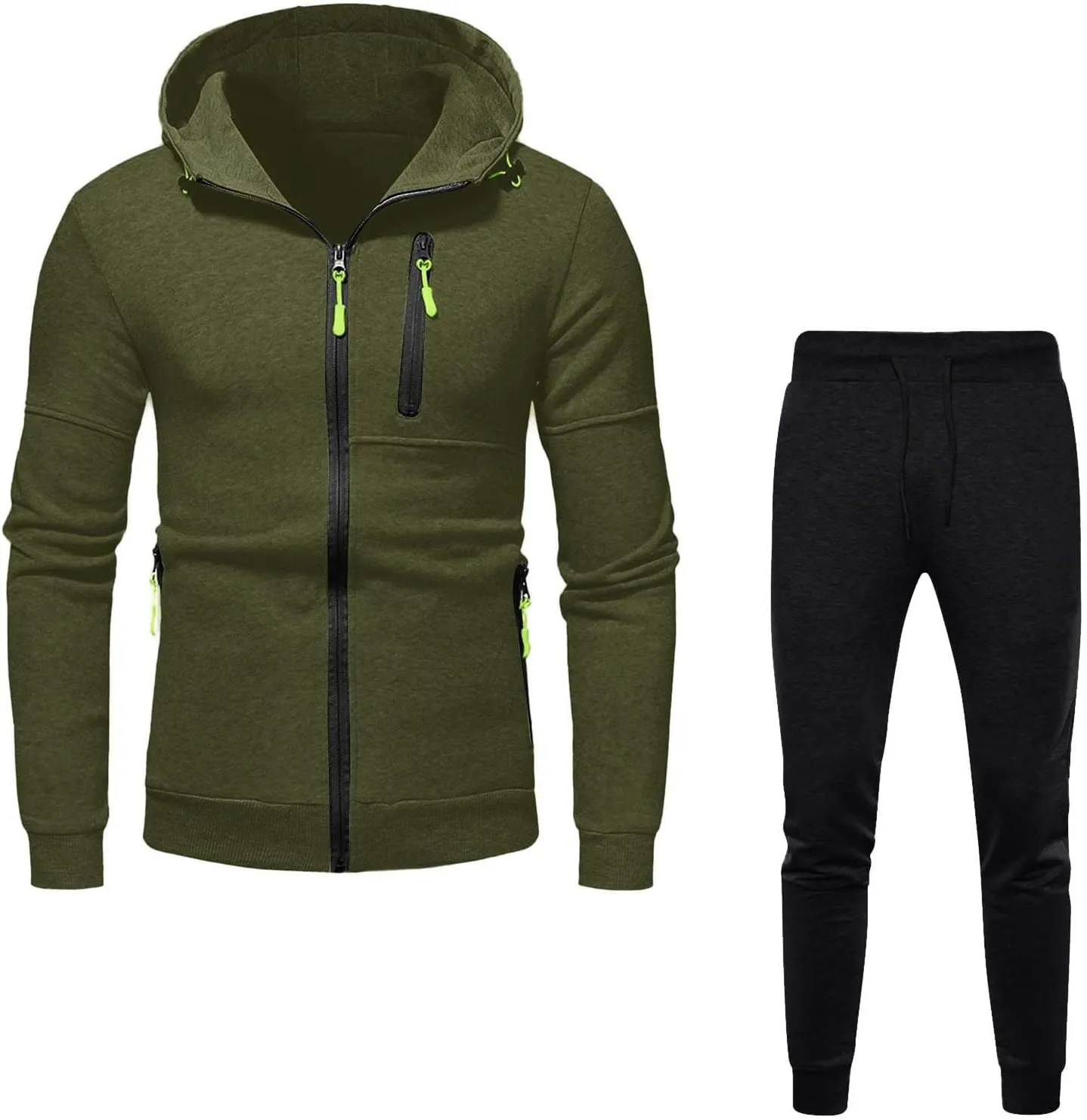 Mens Fleece Full-zip Hoodie Men's Spring And Autumn Long Sleeve Half Zip Hoodie Hooded Sweatshirt Top Outdoor