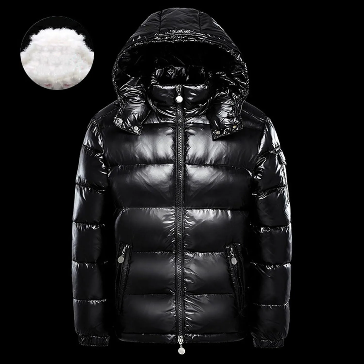 MenS Hooded Puffer Jacket Lightweight Insulation Winter Warm Coat Cropped Shiny Down Jacket Clearance Deals