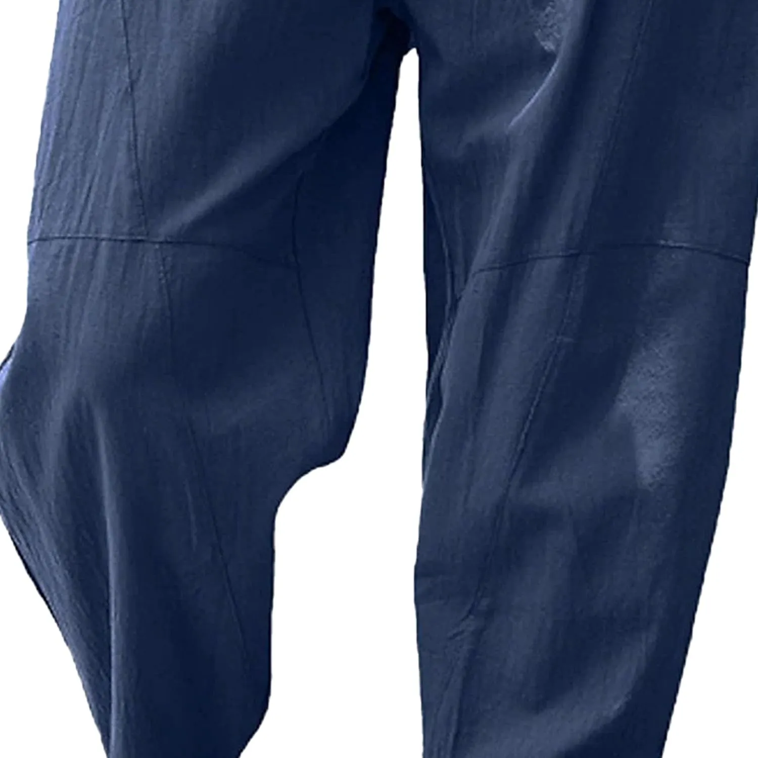 Mens Lounge Linen Pants Trendy Baggy Yoga Lightweight Slacks Casual Wide Leg Trousers with Pockets