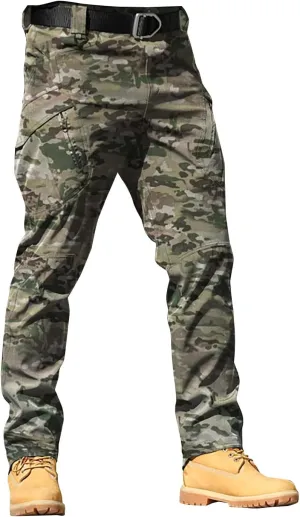 Mens Outdoor Hiking Cargo Pants Cotton Simple Solid Color Leisure High Street Elastic Men Athletic Joggers