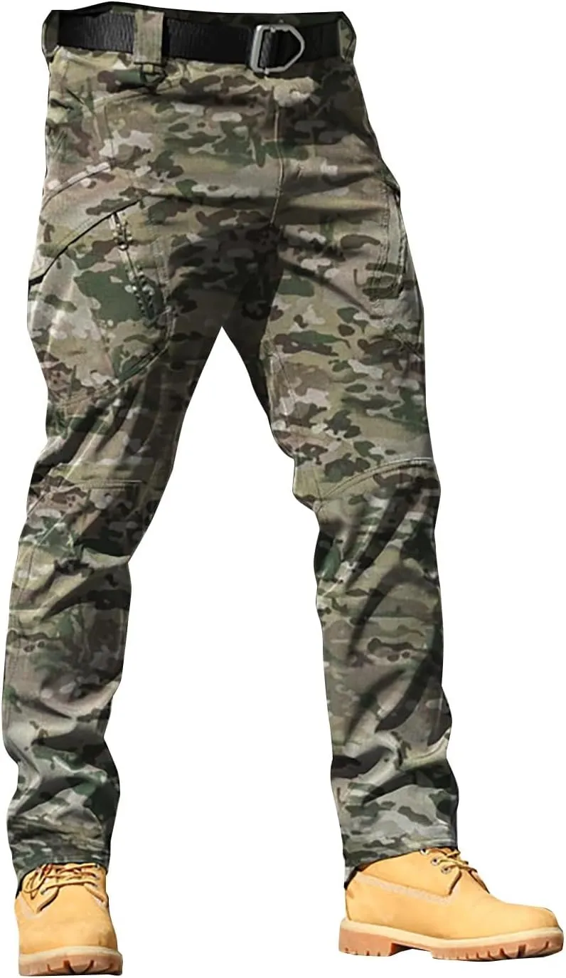 Mens Outdoor Hiking Cargo Pants Cotton Simple Solid Color Leisure High Street Elastic Men Athletic Joggers