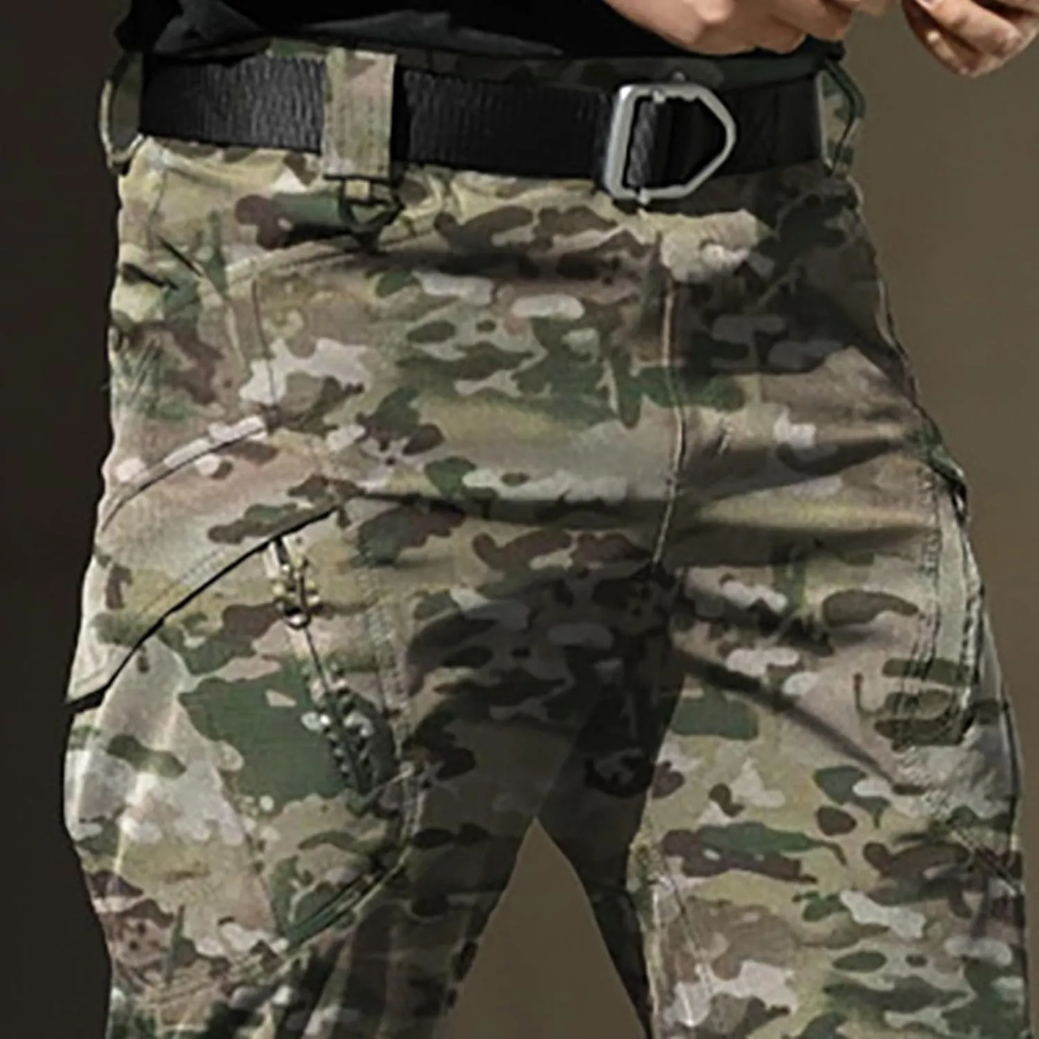 Mens Outdoor Hiking Cargo Pants Cotton Simple Solid Color Leisure High Street Elastic Men Athletic Joggers