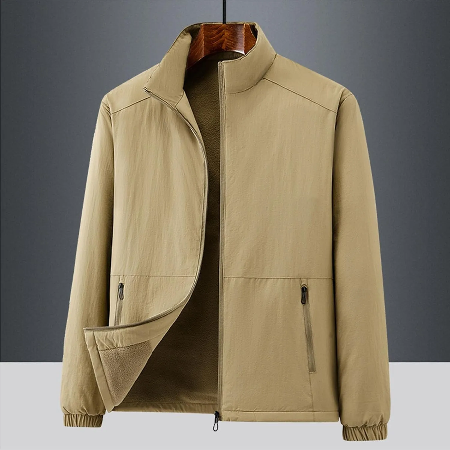 Mens Plus Size Winter Jackets Warm Thick Fleece Lined Sherpa Coats Thermal Padded Cotton Puffer Outerwear
