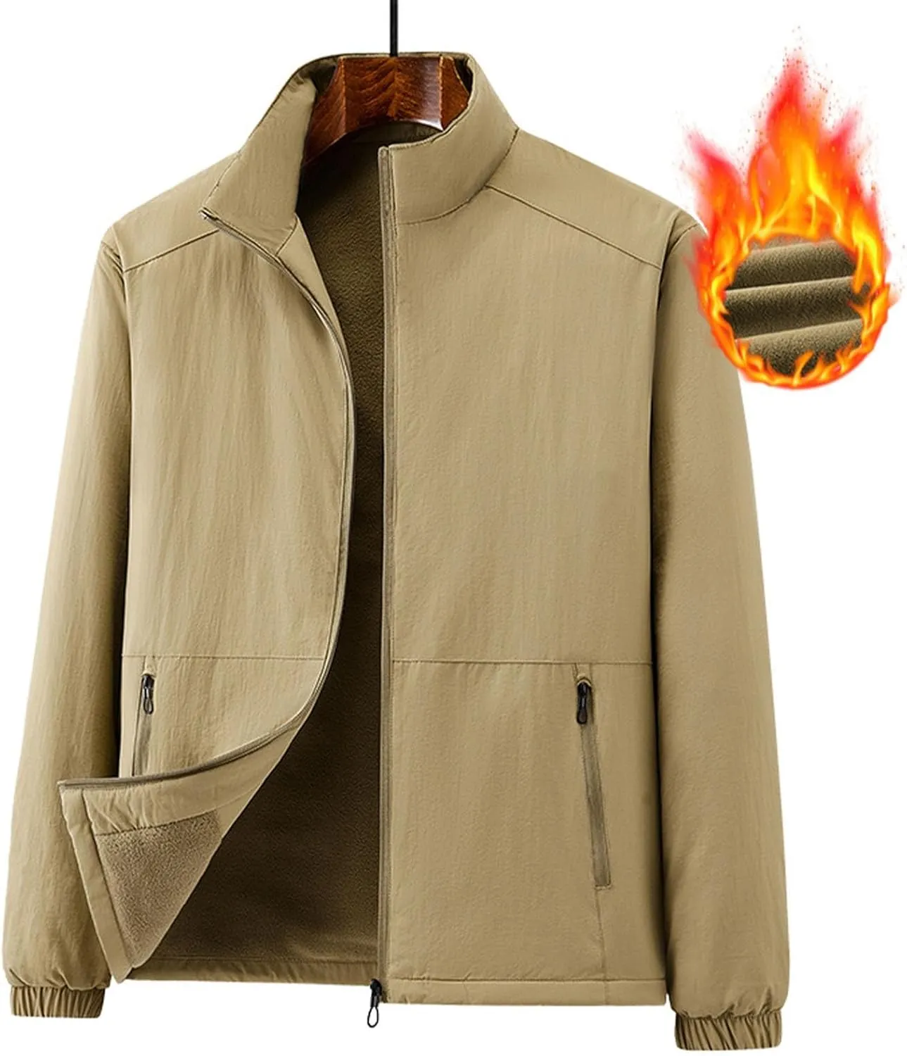 Mens Plus Size Winter Jackets Warm Thick Fleece Lined Sherpa Coats Thermal Padded Cotton Puffer Outerwear