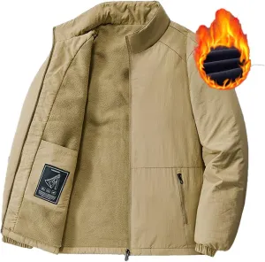Mens Plus Size Winter Jackets Warm Thick Fleece Lined Sherpa Coats Thermal Padded Cotton Puffer Outerwear