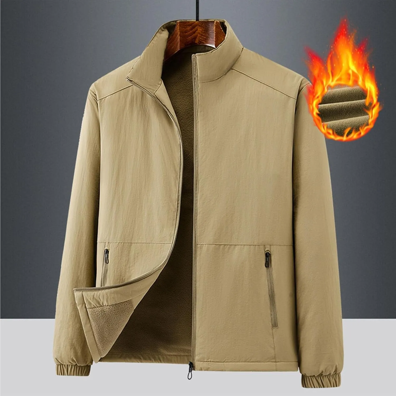 Mens Plus Size Winter Jackets Warm Thick Fleece Lined Sherpa Coats Thermal Padded Cotton Puffer Outerwear