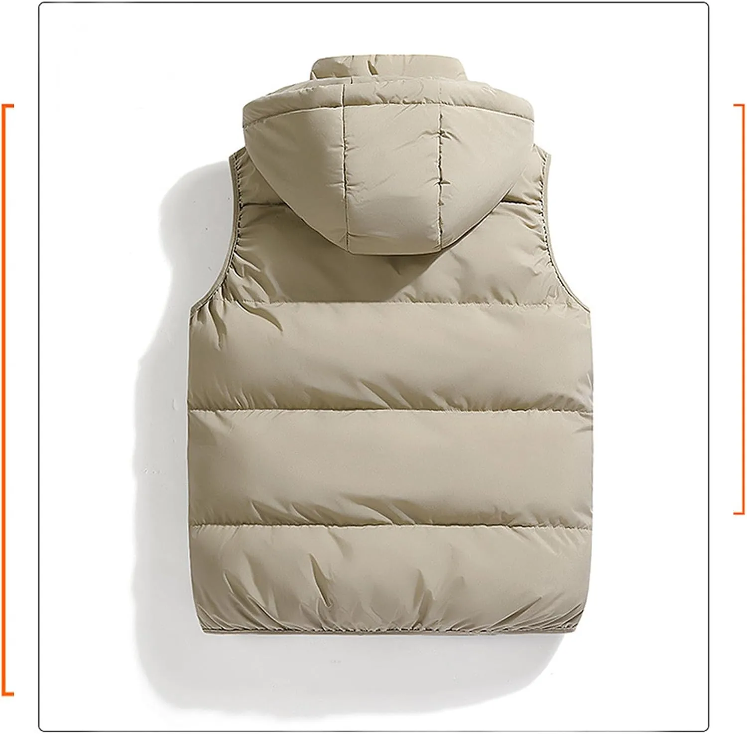 Men's Puffer Hooded Vest Thickened Padded Outdoor Detachable Hood Zipper Wear with Pockets for Casual for Autumn Winter