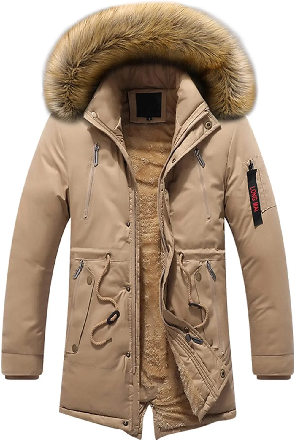 Mens Puffer Jacket Fashion Casual Solid Color Zipper Pocket Cotton Padded Jacket Coat Winter Jackets Warm Puffer