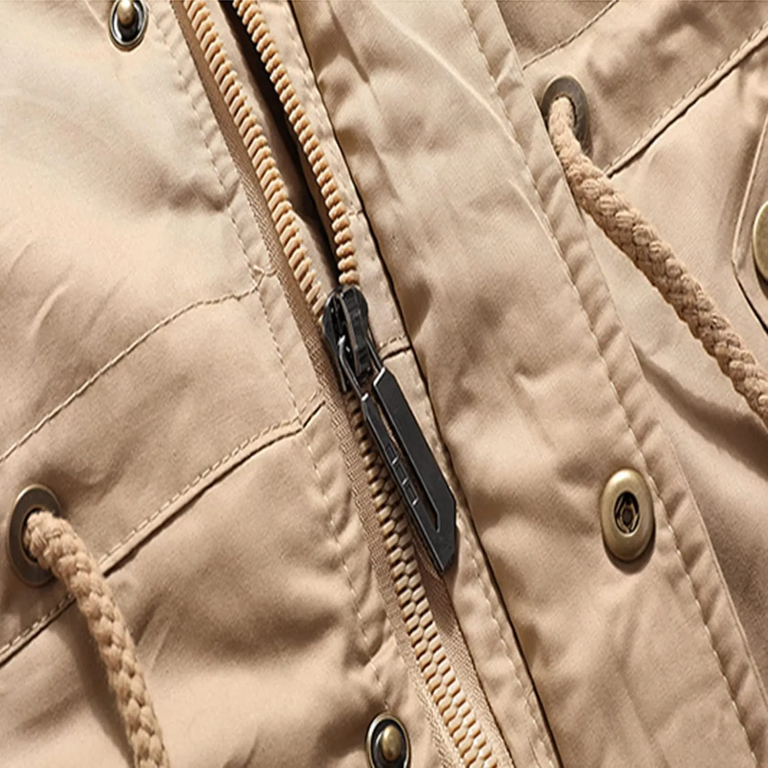 Mens Puffer Jacket Fashion Casual Solid Color Zipper Pocket Cotton Padded Jacket Coat Winter Jackets Warm Puffer