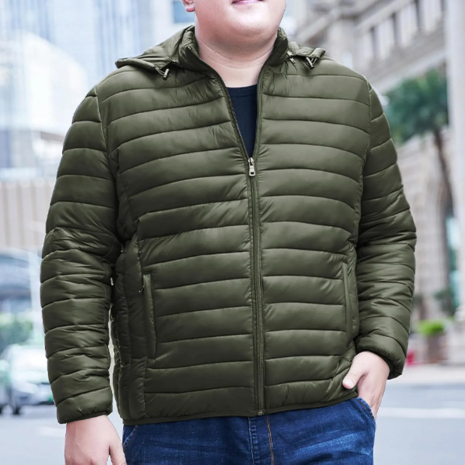 Men's Puffer Jacket Plus Size Lightweight Down Jacket Packable Quilted Jacket Zip up Padded Coat Warm Winter Jacket