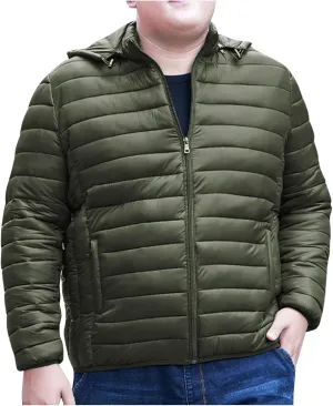 Men's Puffer Jacket Plus Size Lightweight Down Jacket Packable Quilted Jacket Zip up Padded Coat Warm Winter Jacket