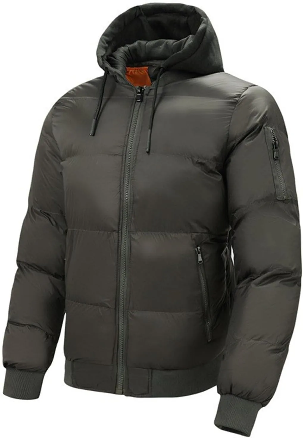 Mens Puffer Jackets Waterproof Hooded Insulated Thermal Down Coat Winter Puffy Jacket Outerwear for Running Travel