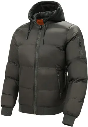Mens Puffer Jackets Waterproof Hooded Insulated Thermal Down Coat Winter Puffy Jacket Outerwear for Running Travel