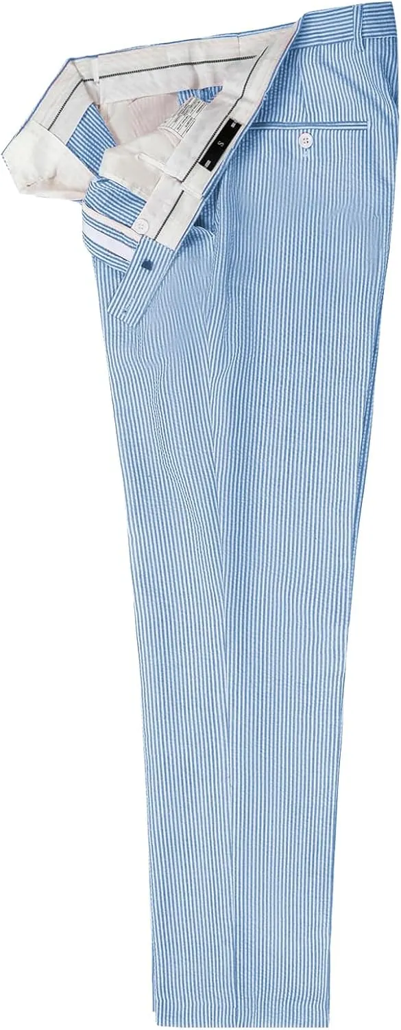Men's Seersucker Pants Slim Fit Pants Casual Work Long Pants Wedding Parties Stripe Dress Pants