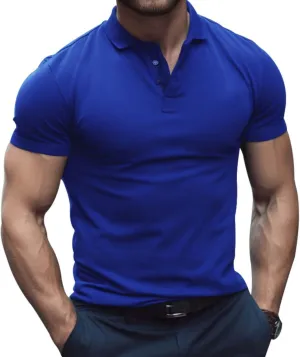 Men's Short Sleeve Polo Shirts Midweight T-Shirts Casual Athletic Moisture Wicking Quick-Dry Golf Polos for Men